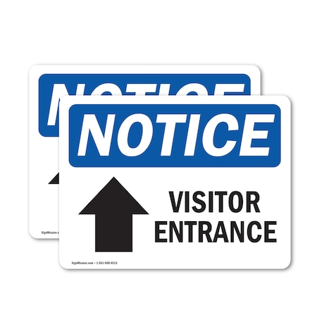 Signmission Visitor Entrance Up Arrow Sign, Vinyl Decal, 14in W x 10in L, 2PK OS-2PACK-NS-D-1014-L-18881